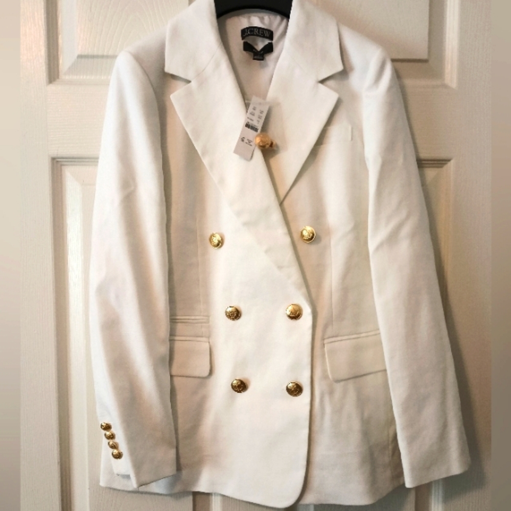 NWT J.CREW WHITE BRISTOL STRETCH LINEN BLAZER SIZE 4